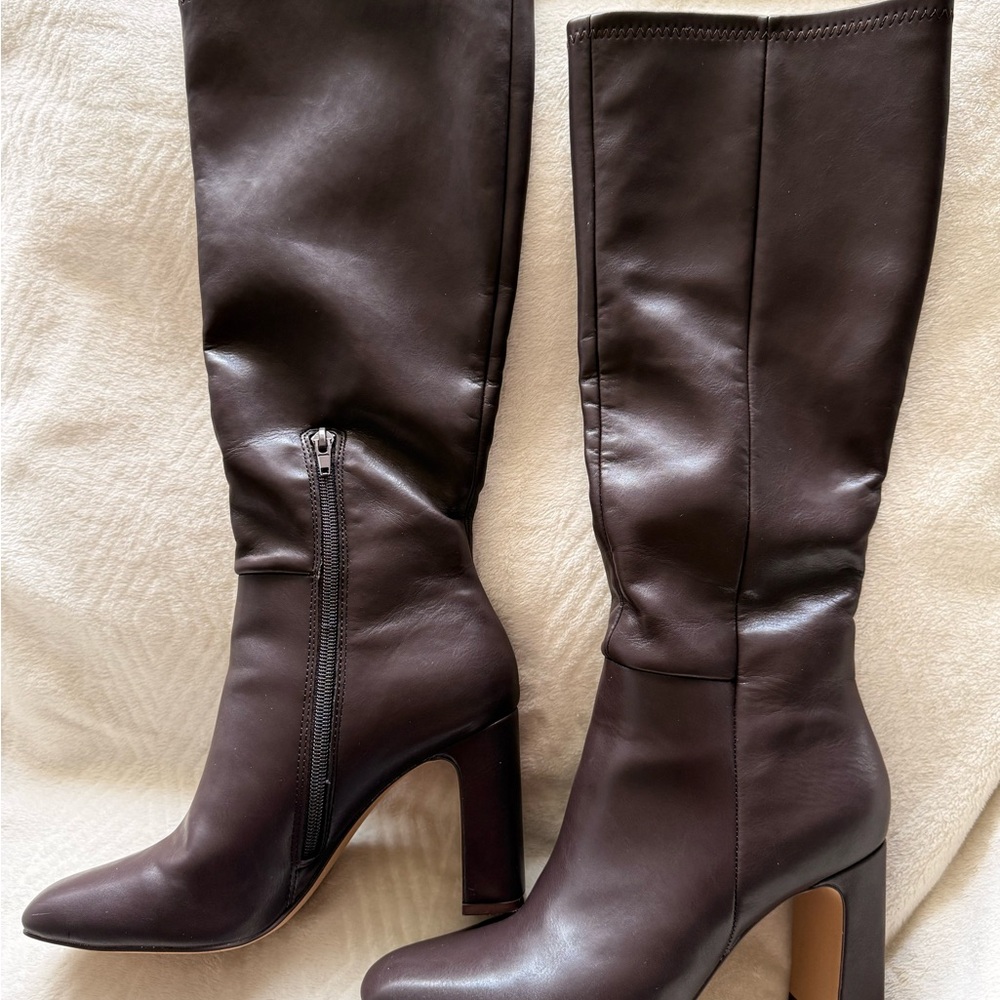 Elegant Brown Leather Knee-High Boots